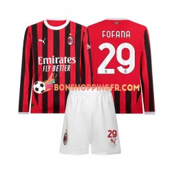 Maillot Domicile AC Milan Youssouf Fofana 29 2024-2025 Manches Longues Jeune Enfant(+shorts)