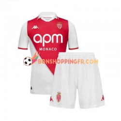 Maillot Domicile AS Monaco 2024-2025 Manches Courtes Jeune Enfant(+shorts)