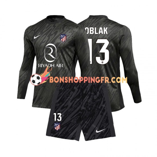 Maillot Domicile Atlético Madrid Gardien Jan Oblak 13 2024-2025 Manches Longues Jeune Enfant(+shorts)