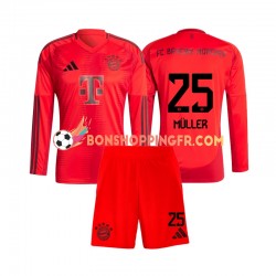 Maillot Domicile Bayern Munich Thomas Muller 25 2024-2025 Manches Longues Jeune Enfant(+shorts)