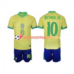 Maillot Domicile Brésil Neymar JR 10 2024 Manches Courtes Jeune Enfant(+shorts)