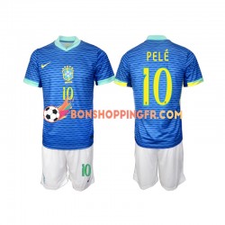 Maillot Extérieur Brésil PELE 10 2024 Manches Courtes Jeune Enfant(+shorts)