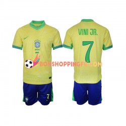 Maillot Domicile Brésil VINI JR 7 2024 Manches Courtes Jeune Enfant(+shorts)