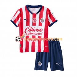 Maillot Domicile Deportivo Guadalajara 2024-2025 Manches Courtes Jeune Enfant(+shorts)