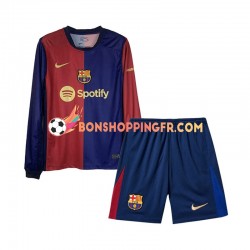 Maillot Domicile FC Barcelone 2024-2025 Manches Longues Jeune Enfant(+shorts)