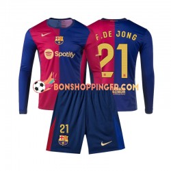 Maillot Domicile FC Barcelone Frenkie de Jong 21 2024-2025 Manches Longues Jeune Enfant(+shorts)