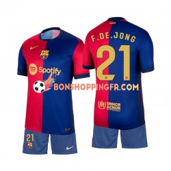 Maillot Domicile FC Barcelone Frenkie de Jong 21 2024-2025 Manches Courtes Jeune Enfant(+shorts)