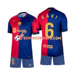 Maillot Domicile FC Barcelone Gavi 6 2024-2025 Manches Courtes Jeune Enfant(+shorts)