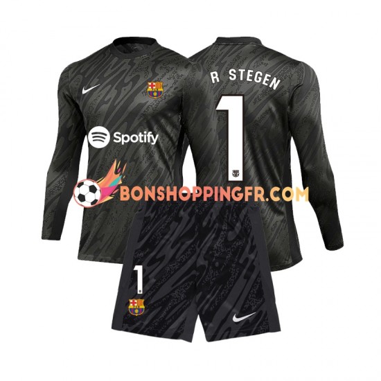 Maillot 3ème FC Barcelone Gardien Ter Stegen 1 2024-2025 Manches Longues Jeune Enfant(+shorts)