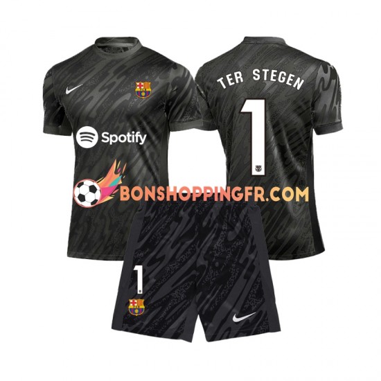 Maillot 3ème FC Barcelone Gardien Ter Stegen 1 2024-2025 Manches Courtes Jeune Enfant(+shorts)