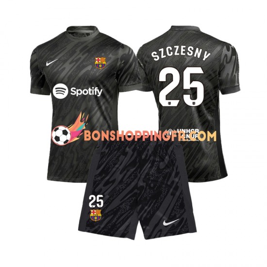 Maillot Extérieur FC Barcelone Gardien Wojciech Szczesny 25 2024-2025 Manches Courtes Jeune Enfant(+shorts)