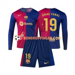 Maillot Domicile FC Barcelone Lamine Yamal 19 2024-2025 Manches Longues Jeune Enfant(+shorts)