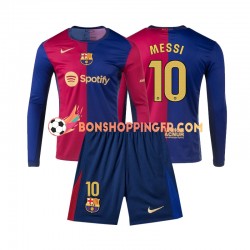 Maillot Domicile FC Barcelone Lionel Messi 10 2024-2025 Manches Longues Jeune Enfant(+shorts)