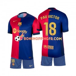 Maillot Domicile FC Barcelone Pau Victor 18 2024-2025 Manches Courtes Jeune Enfant(+shorts)