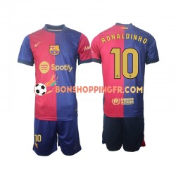 Maillot Domicile FC Barcelone Ronaldinho 10 2024-2025 Manches Longues Jeune Enfant(+shorts)