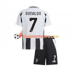 Maillot Domicile Juventus Cristiano Ronaldo 7 2024-2025 Manches Courtes Jeune Enfant(+shorts)