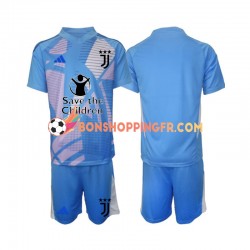 Maillot Domicile Juventus Gardien 2024-2025 Bleu Manches Courtes Jeune Enfant(+shorts)