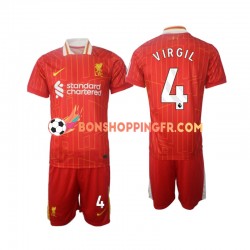 Maillot Domicile Liverpool Virgil 4 2024-2025 Manches Courtes Jeune Enfant(+shorts)