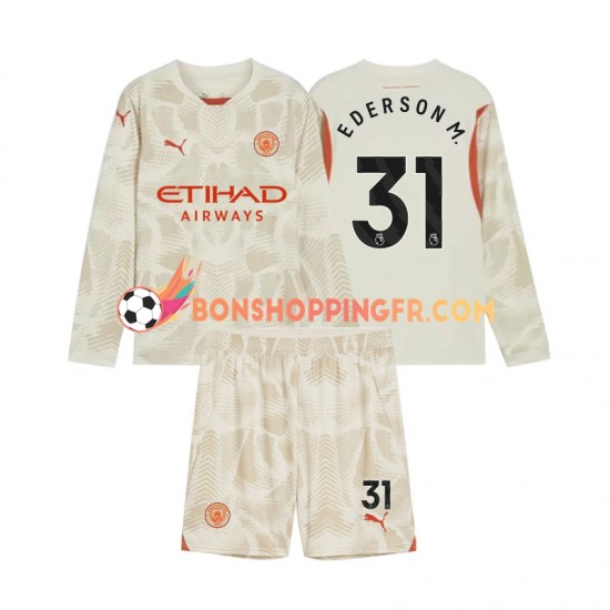 Maillot 3ème Manchester City Gardien Ederson Moraes 31 2024-2025 Manches Longues Jeune Enfant(+shorts)