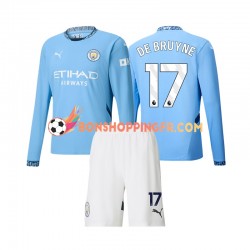 Maillot Domicile Manchester City Kevin De Bruyne 17 2024-2025 Manches Longues Jeune Enfant(+shorts)