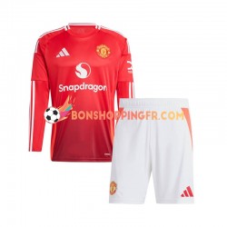 Maillot Domicile Manchester United 2024-2025 Manches Longues Jeune Enfant(+shorts)