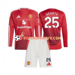 Maillot Domicile Manchester United Manuel Ugarte 25 2024-2025 Manches Longues Jeune Enfant(+shorts)