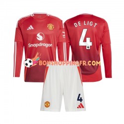 Maillot Domicile Manchester United Matthijs de Ligt 4 2024-2025 Manches Longues Jeune Enfant(+shorts)