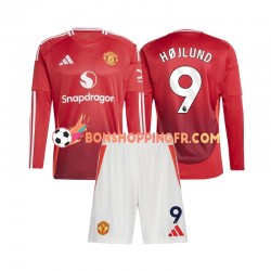 Maillot Domicile Manchester United Rasmus Hojlund 9 2024-2025 Manches Longues Jeune Enfant(+shorts)