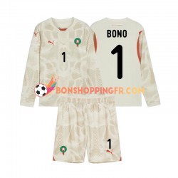 Maillot Extérieur Maroc Gardien Yassine Bounou 1 2024 Manches Longues Jeune Enfant(+shorts)