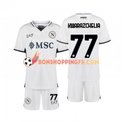Maillot Extérieur Naples Khvicha Kvaratskhelia 77 2024-2025 Manches Courtes Jeune Enfant(+shorts)