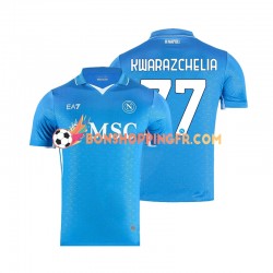 Maillot Domicile Naples Khvicha Kvaratskhelia 77 2024-2025 Manches Courtes Homme