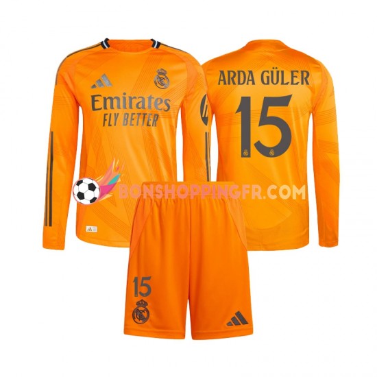 Maillot Extérieur Real Madrid Arda Guler 15 2024-2025 Manches Longues Jeune Enfant(+shorts)