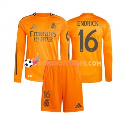 Maillot Extérieur Real Madrid Endrick 16 2024-2025 Manches Longues Jeune Enfant(+shorts)