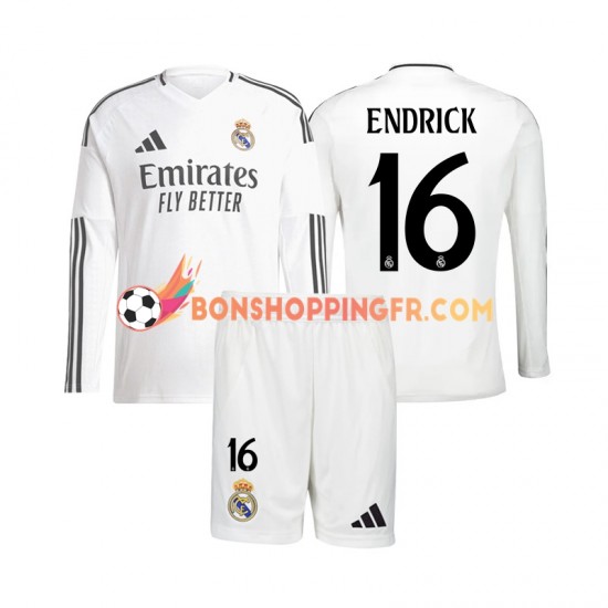 Maillot Domicile Real Madrid Endrick 16 2024-2025 Manches Longues Jeune Enfant(+shorts)