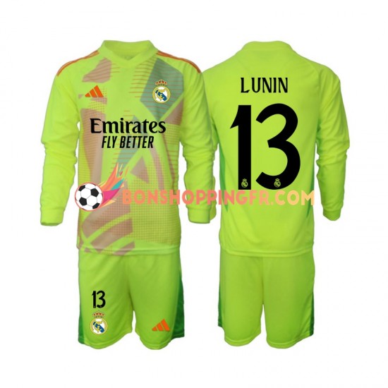 Maillot 4ème Real Madrid Gardien Lunin 13 2024-2025 Manches Longues Jeune Enfant(+shorts)