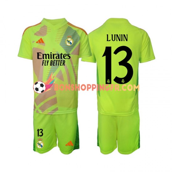 Maillot 4ème Real Madrid Gardien Lunin 13 2024-2025 Manches Courtes Jeune Enfant(+shorts)