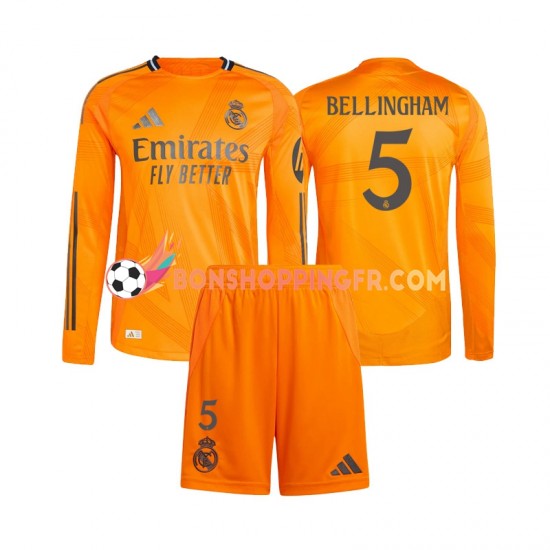 Maillot Extérieur Real Madrid Jude Bellingham 5 2024-2025 Manches Longues Jeune Enfant(+shorts)