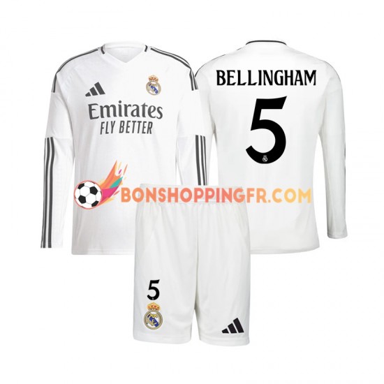 Maillot Domicile Real Madrid Jude Bellingham 5 2024-2025 Manches Longues Jeune Enfant(+shorts)