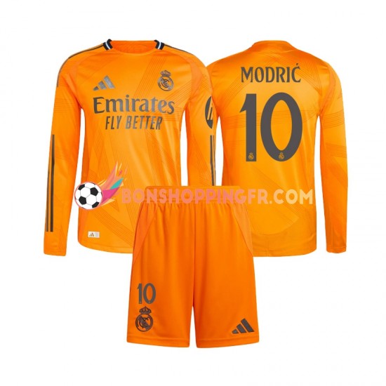 Maillot Extérieur Real Madrid Luka Modric 10 2024-2025 Manches Longues Jeune Enfant(+shorts)