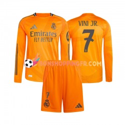 Maillot Extérieur Real Madrid Vinicius Junior 7 2024-2025 Manches Longues Jeune Enfant(+shorts)