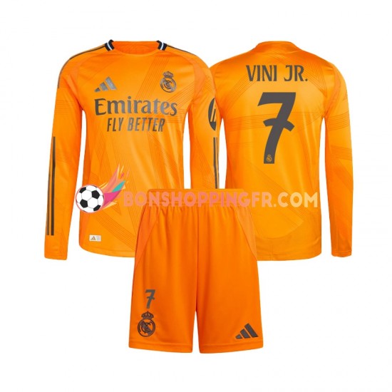 Maillot Extérieur Real Madrid Vinicius Junior 7 2024-2025 Manches Longues Jeune Enfant(+shorts)