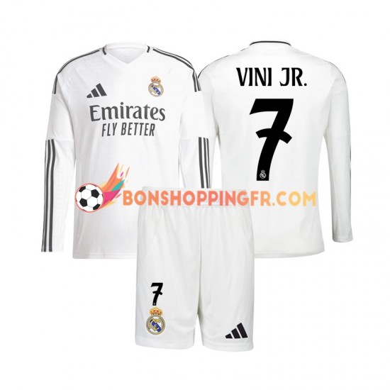 Maillot Domicile Real Madrid Vinicius Junior 7 2024-2025 Manches Longues Jeune Enfant(+shorts)