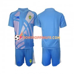 Maillot Extérieur Suède Gardien 2024 Bleu Manches Courtes Jeune Enfant(+shorts)